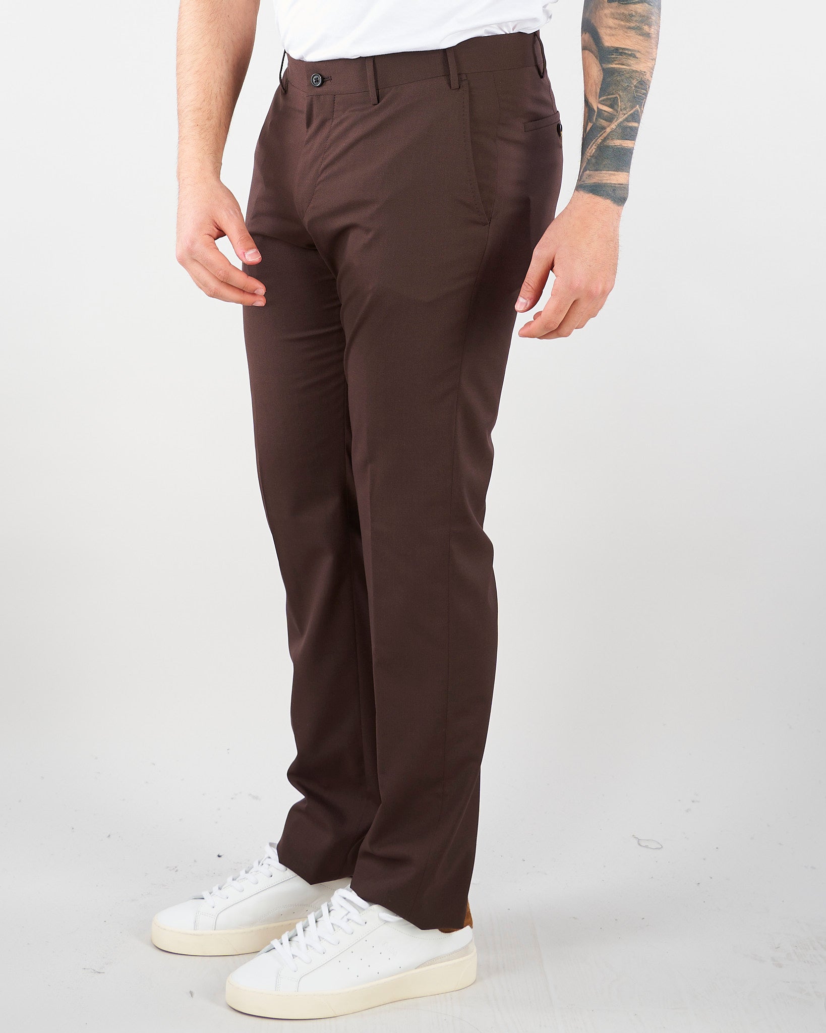 Pantalone Marrone in pura lana vergine e seta 2745792718487 30 CORNELIANI 
