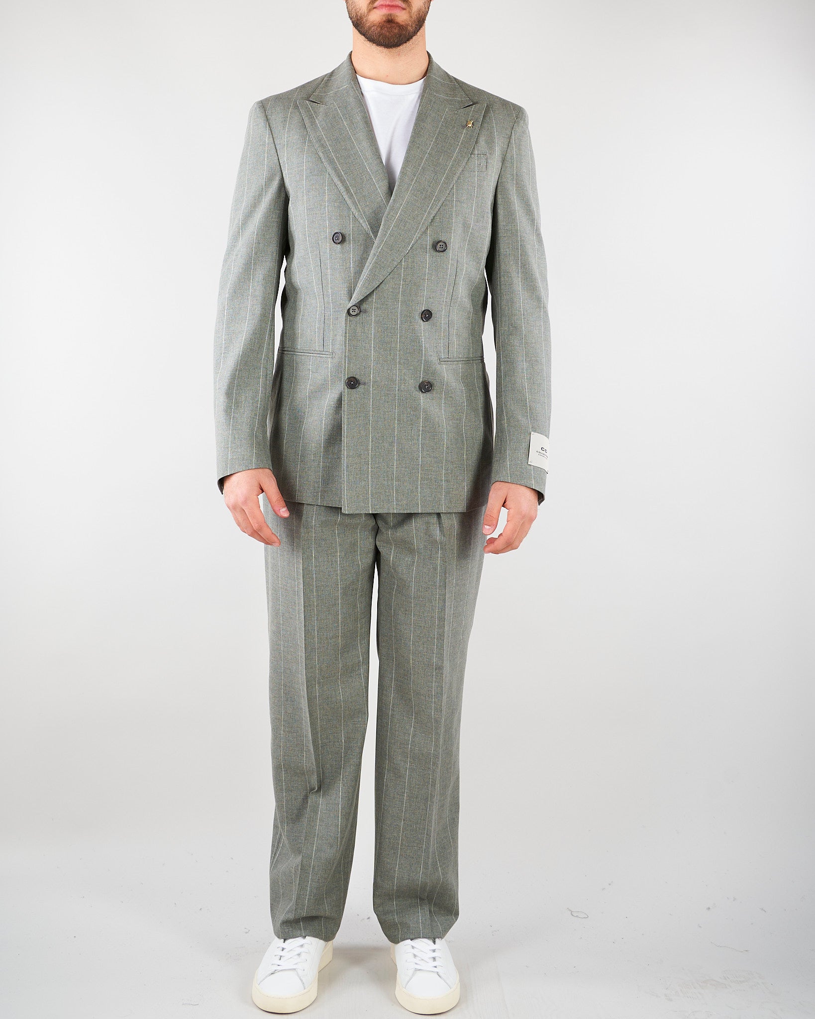 Abito Verde gessato doppiopetto 27NZ112767270 50 CORNELIANI 