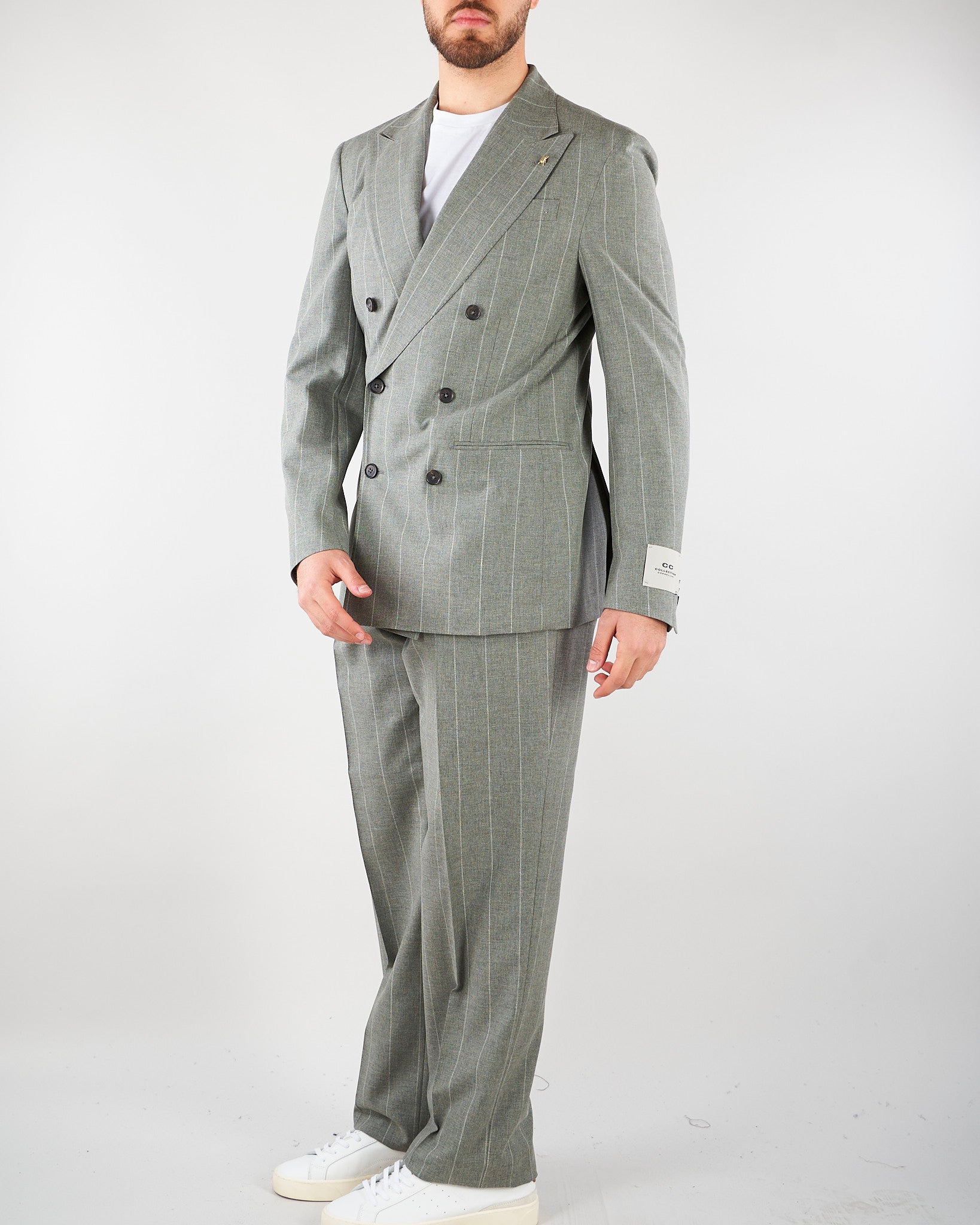 Abito Verde gessato doppiopetto 27NZ112767270 50 CORNELIANI 