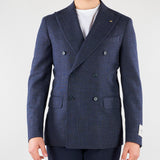 Giacca Blu microfantasia doppiopetto 27XZ932766905 01 CORNELIANI 