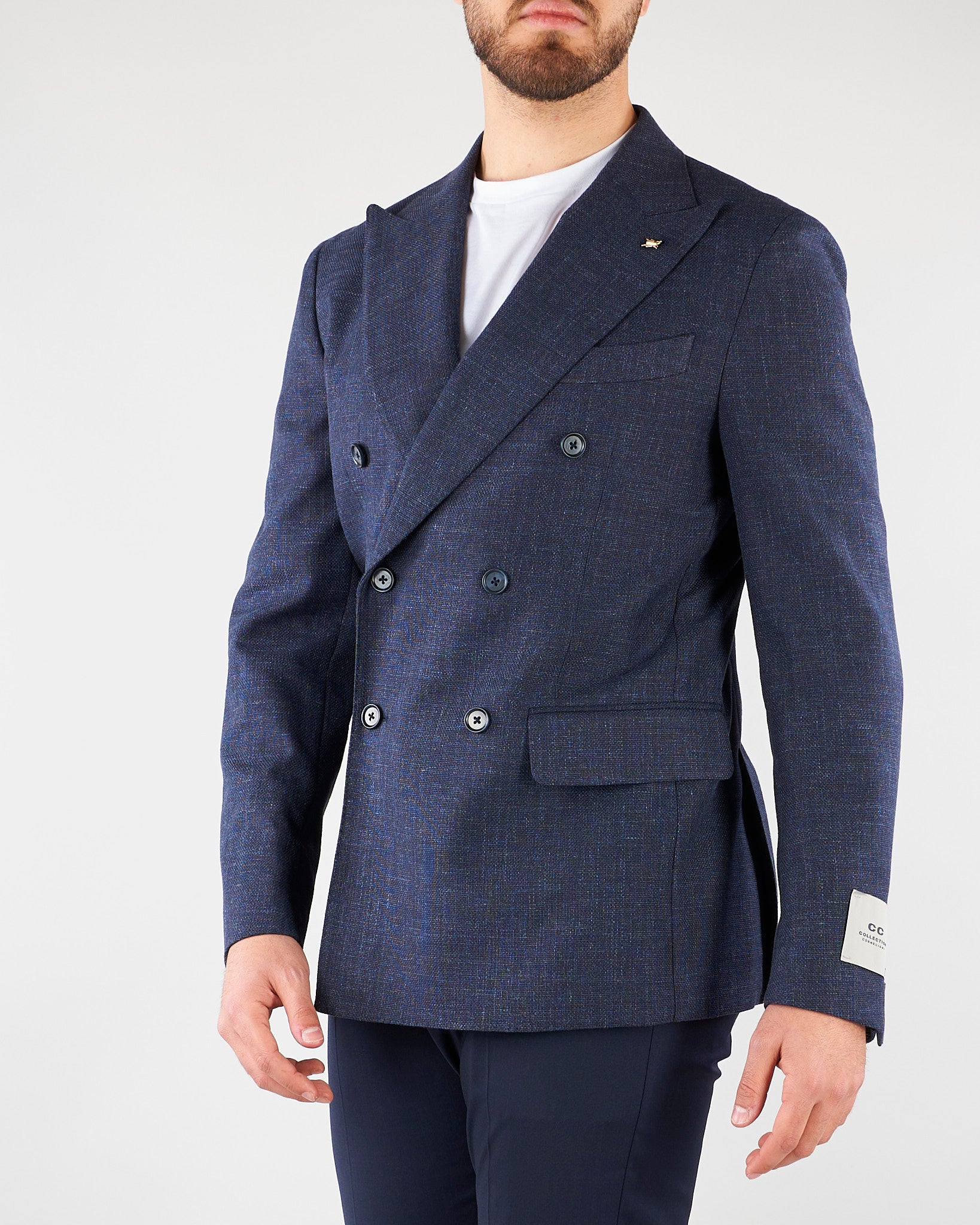 Giacca Blu microfantasia doppiopetto 27XZ932766905 01 CORNELIANI 