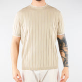 Maglia Sabbia in cotone a costine con profili a contrasto DK17020 30 DIKTAT 