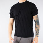 Maglia Nero in cotone a coste con profili a contrasto DK17020 99 DIKTAT 