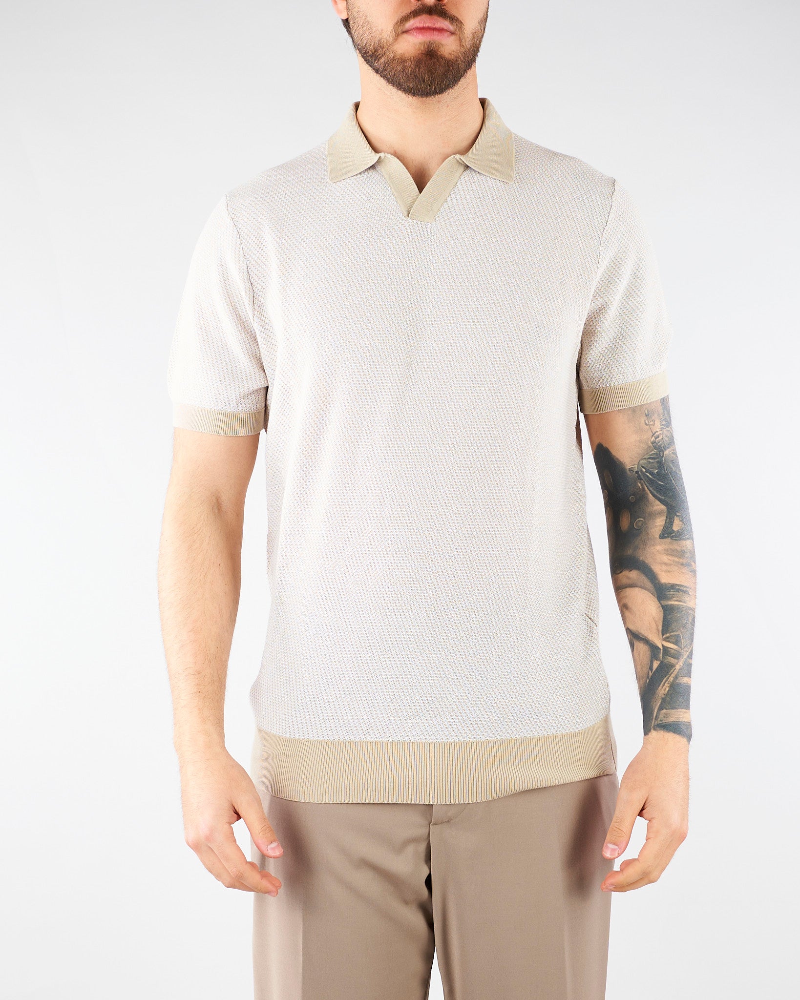 Maglia polo jacquard Sabbia DK17028 30 DIKTAT 
