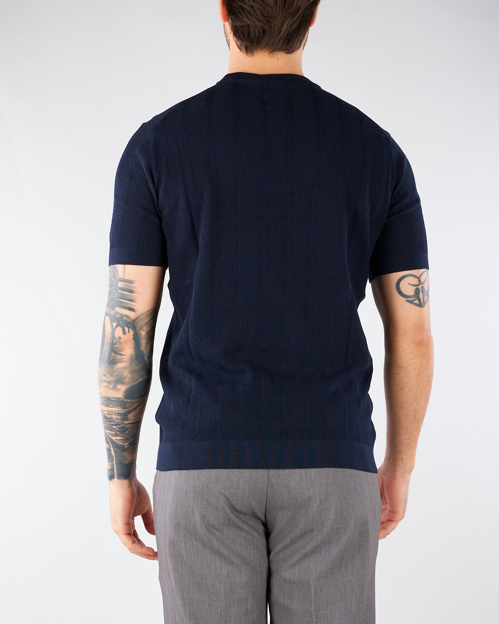 Maglia Blu jacquard in pura seta e cotone DK17058 89 DIKTAT 