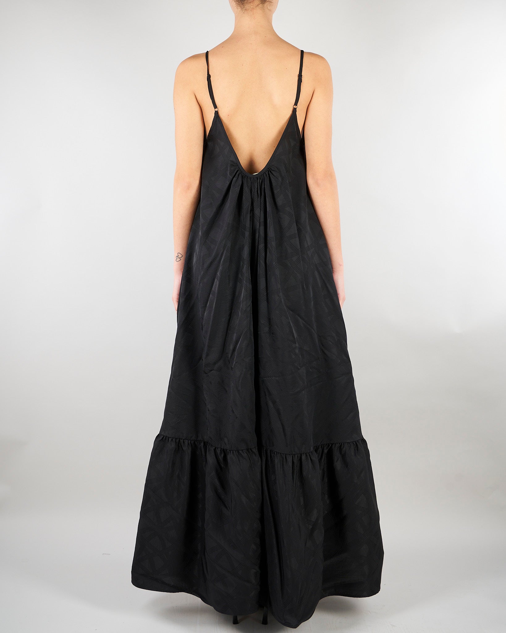 Abito Nero in cupro con spalline sottili SS260022 99 ELEH 