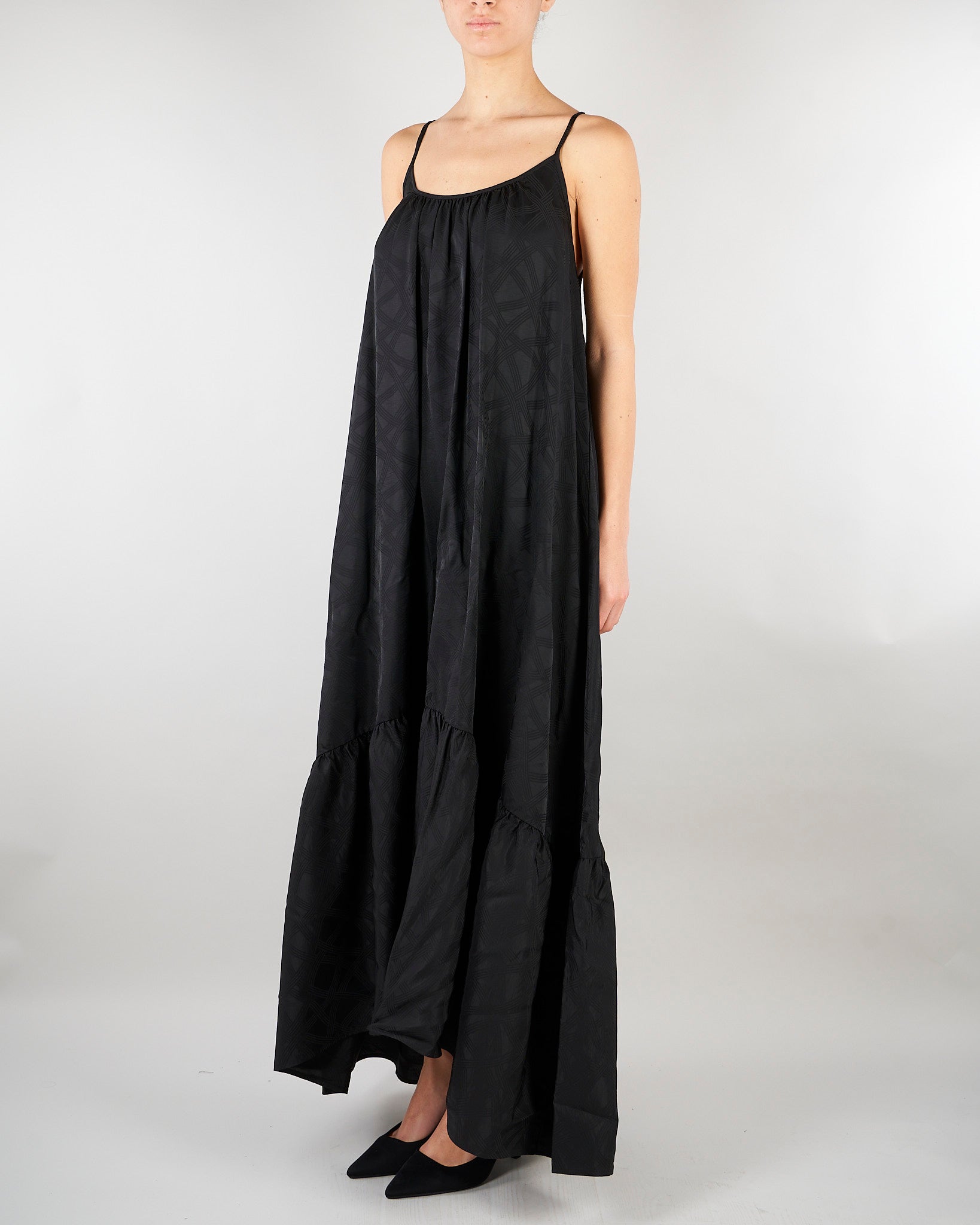 Abito Nero in cupro con spalline sottili SS260022 99 ELEH 