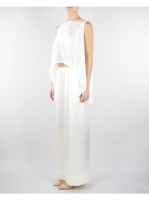 Pantalone Bianco in satin con elastico in vita SS260046 1 ELEH 