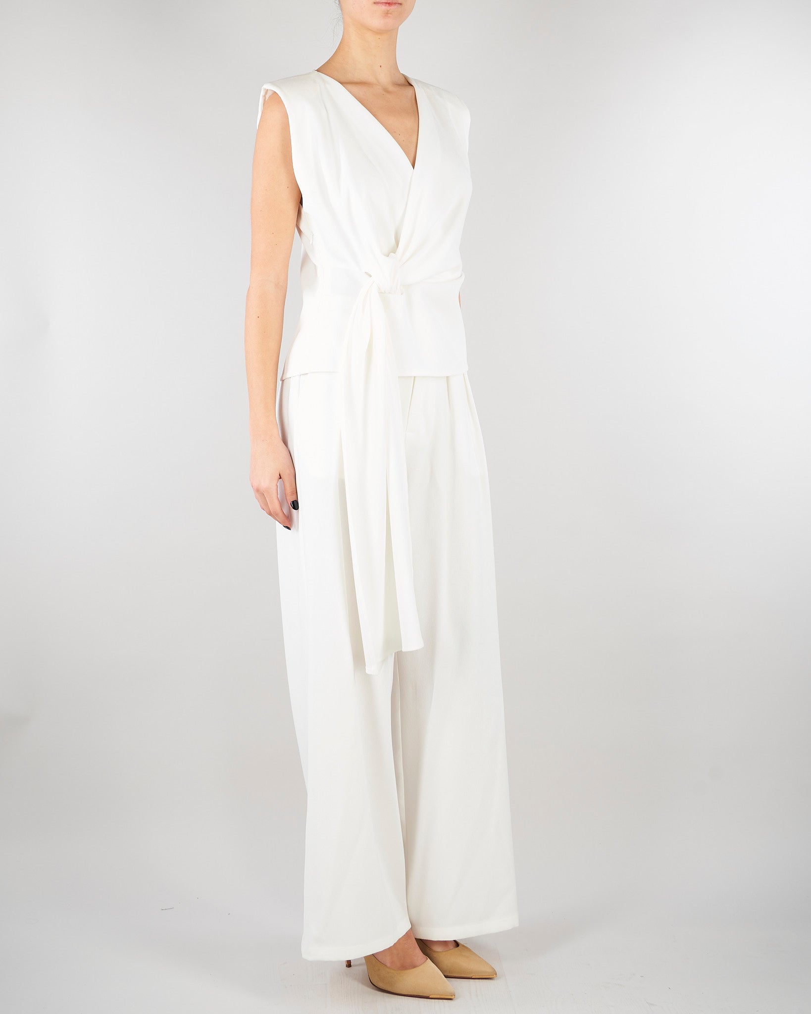 Top Bianco con nodo e volant SS260153 1 ELEH 