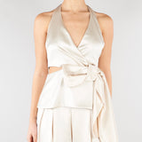 Top Champagne in satin con fiocco SS260348 36 ELEH 