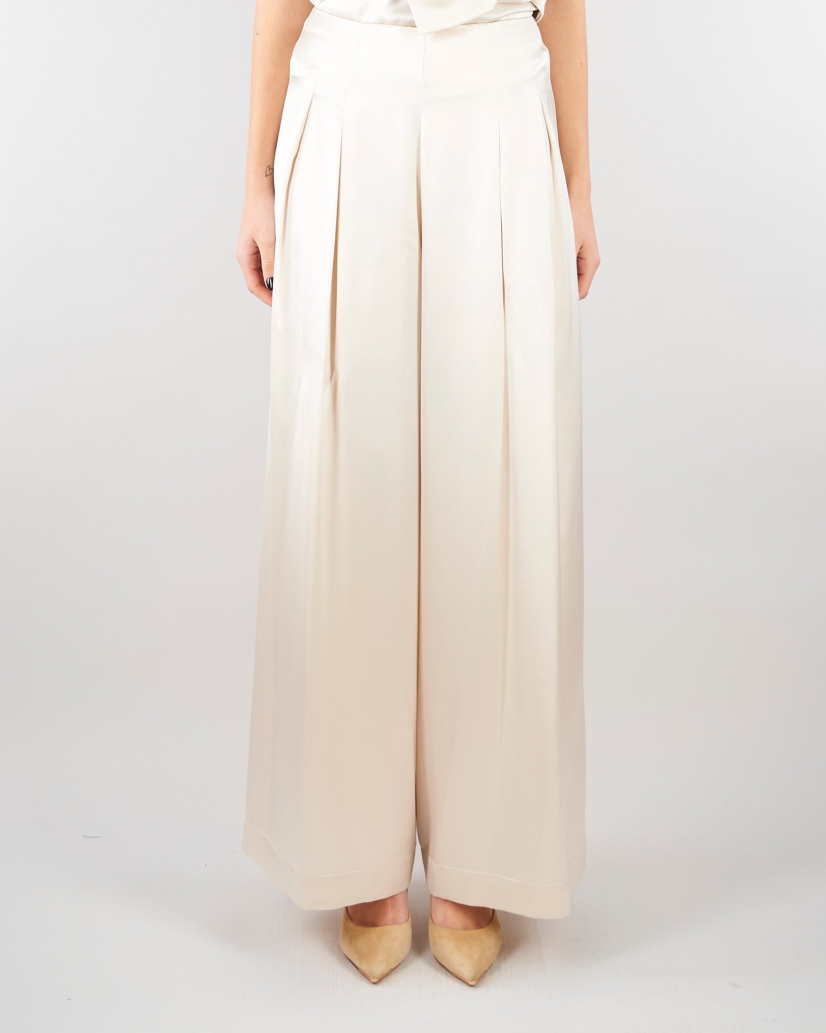 Pantalone Champagne in satin wide leg SS260349 36 ELEH 