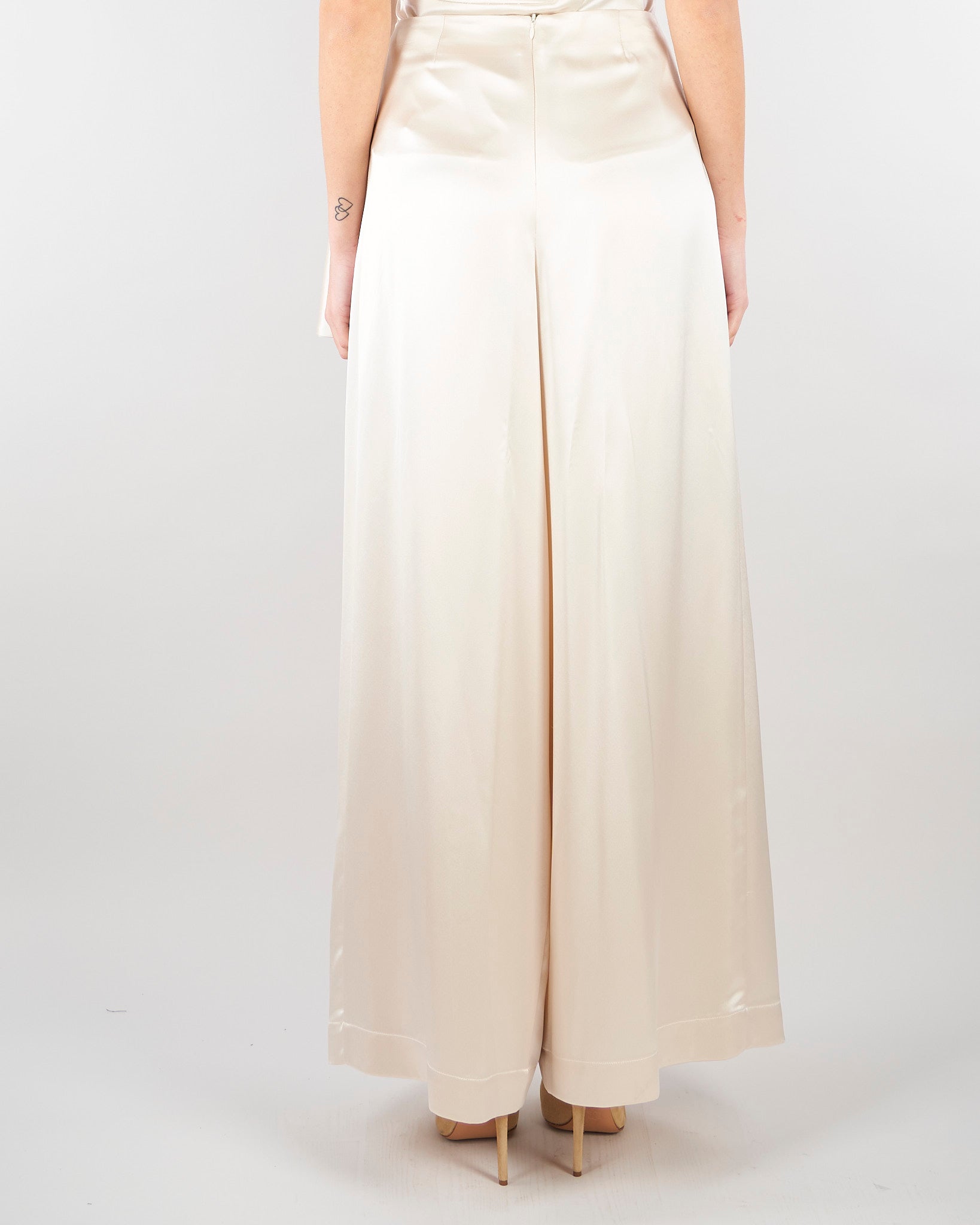 Pantalone Champagne in satin wide leg SS260349 36 ELEH 
