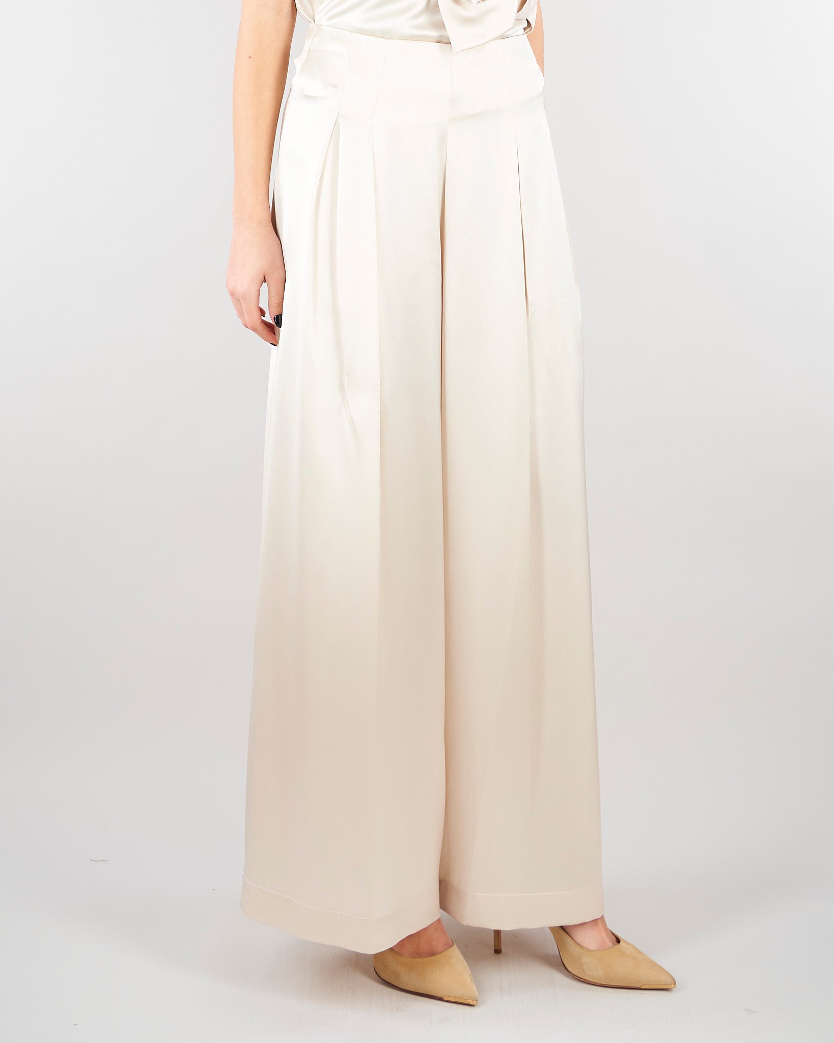 Pantalone Champagne in satin wide leg SS260349 36 ELEH 
