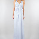 Abito Celeste in satin con drappeggio SS260381 25 ELEH 
