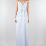 Abito Celeste in satin con drappeggio SS260381 25 ELEH 