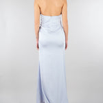 Abito Celeste in satin con drappeggio SS260381 25 ELEH 