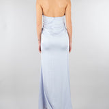 Abito Celeste in satin con drappeggio SS260381 25 ELEH 