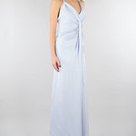 Abito Celeste in satin con drappeggio SS260381 25 ELEH 