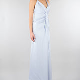 Abito Celeste in satin con drappeggio SS260381 25 ELEH 