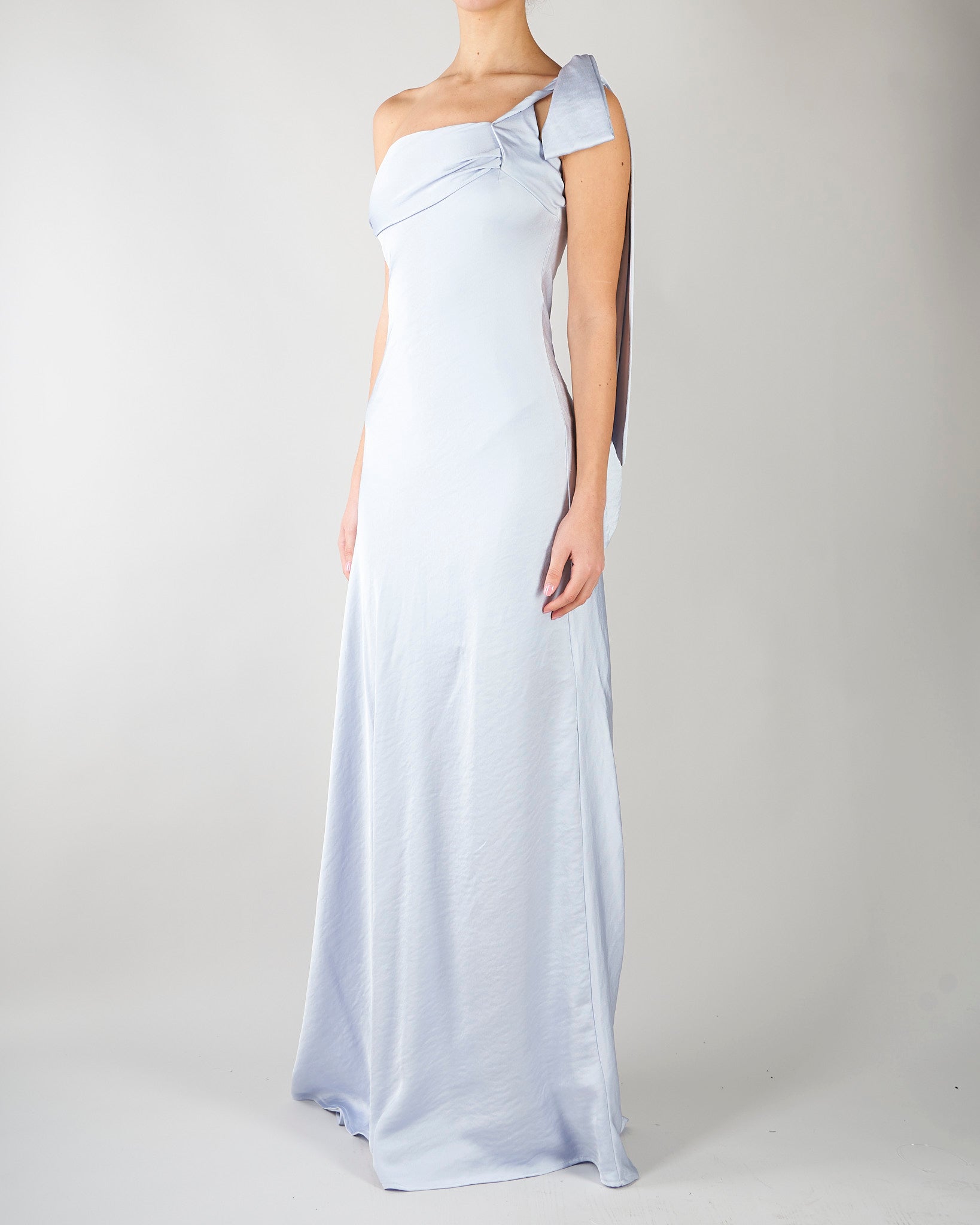 Abito Celeste lungo in satin SS260382 25 ELEH 