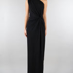 Abito Nero in jersey con drappeggio SS260397 99 ELEH 