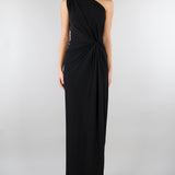 Abito Nero in jersey con drappeggio SS260397 99 ELEH 