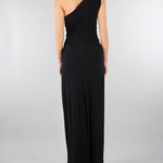 Abito Nero in jersey con drappeggio SS260397 99 ELEH 