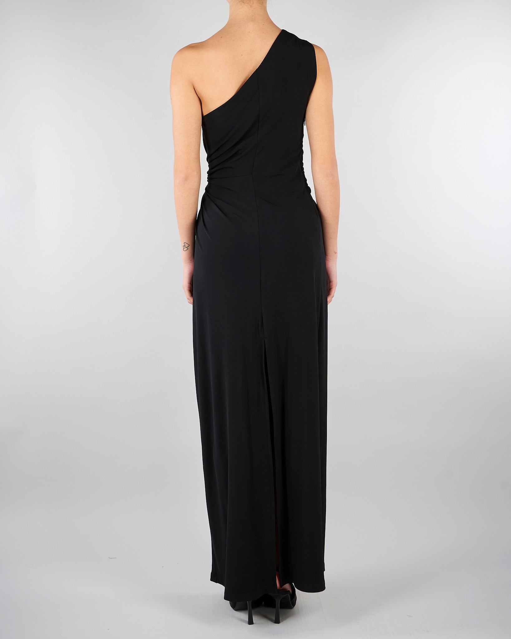 Abito Nero in jersey con drappeggio SS260397 99 ELEH 