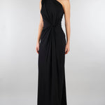 Abito Nero in jersey con drappeggio SS260397 99 ELEH 