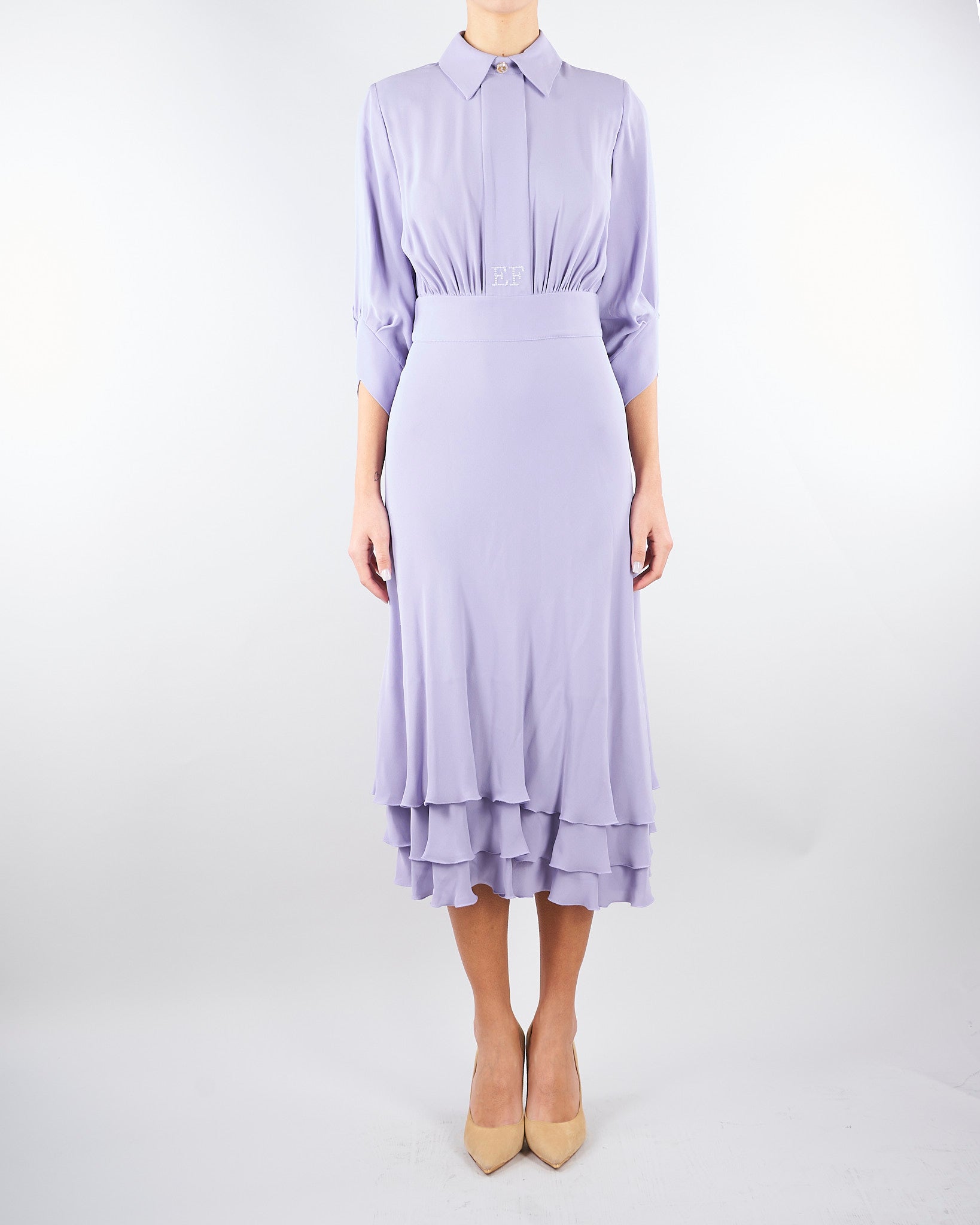 Abito Lilla in georgette di viscosa AB92361E2 EV7 ELISABETTA FRANCHI 