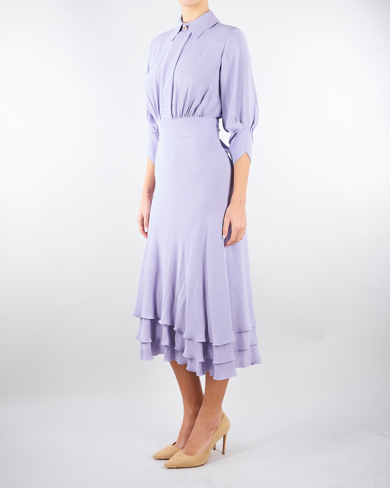 Abito Lilla in georgette di viscosa AB92361E2 EV7 ELISABETTA FRANCHI 