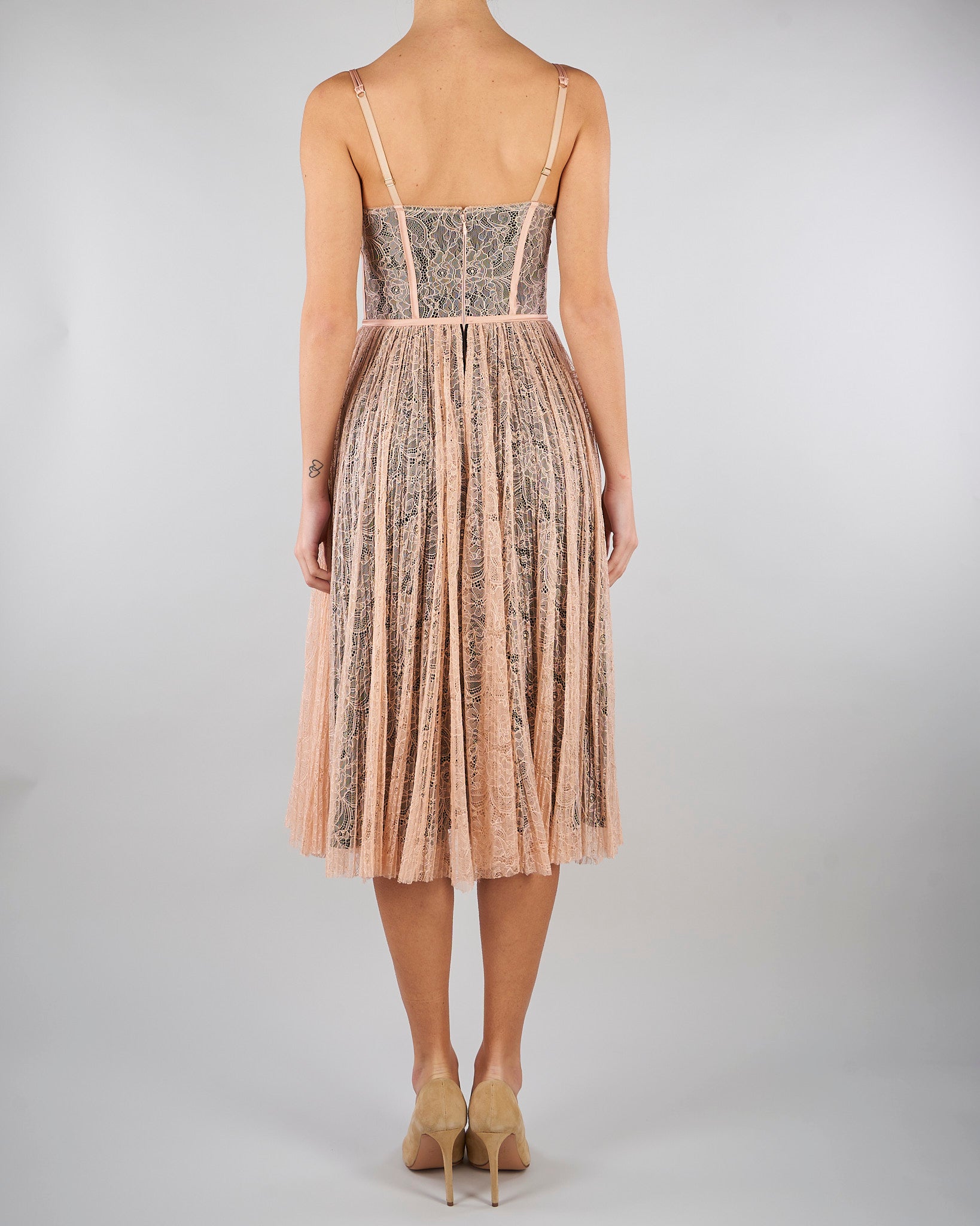 Abito Nude-Nero in pizzo floreale AB97162E2 EM3 ELISABETTA FRANCHI 