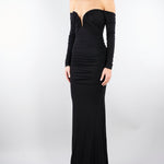 Abito Nero Red Carpet in jersey crêpe con drappeggi ABR1061E2 110 ELISABETTA FRANCHI 
