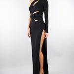 Abito Nero Red Carpet in jersey crêpe con dettaglio gioiello ABR2561E2 110 ELISABETTA FRANCHI 