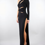 Abito Nero Red Carpet in jersey crêpe con dettaglio gioiello ABR2561E2 110 ELISABETTA FRANCHI 