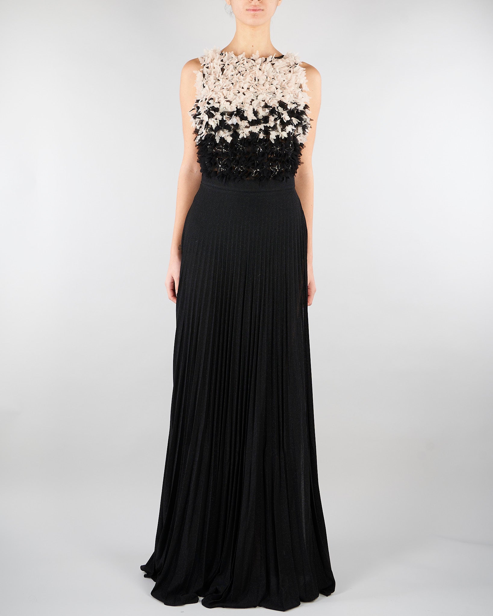Abito Nero-Burro Red Carpet in tulle e jersey lurex ABR4462E2 685 ELISABETTA FRANCHI 