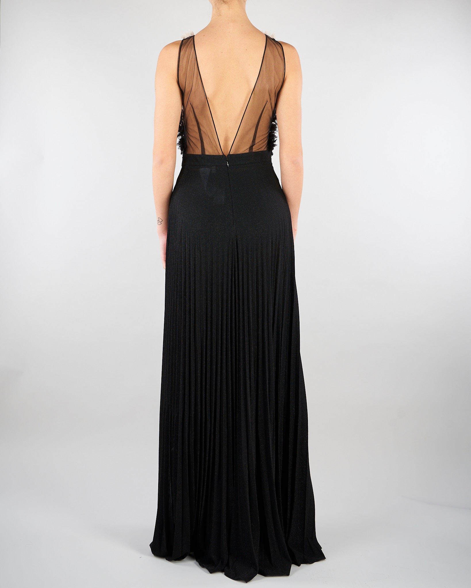 Abito Nero-Burro Red Carpet in tulle e jersey lurex ABR4462E2 685 ELISABETTA FRANCHI 