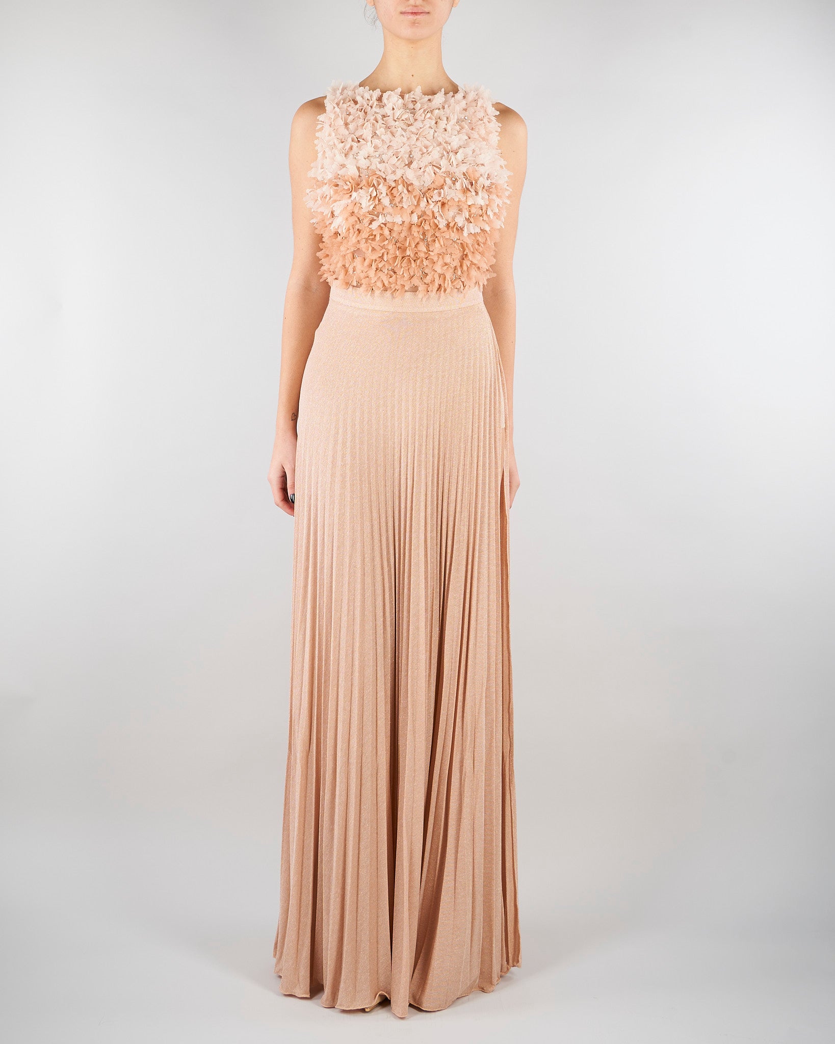 Abito Carne-Burro Red Carpet in tulle e jersey lurex ABR4462E2 X81 ELISABETTA FRANCHI 