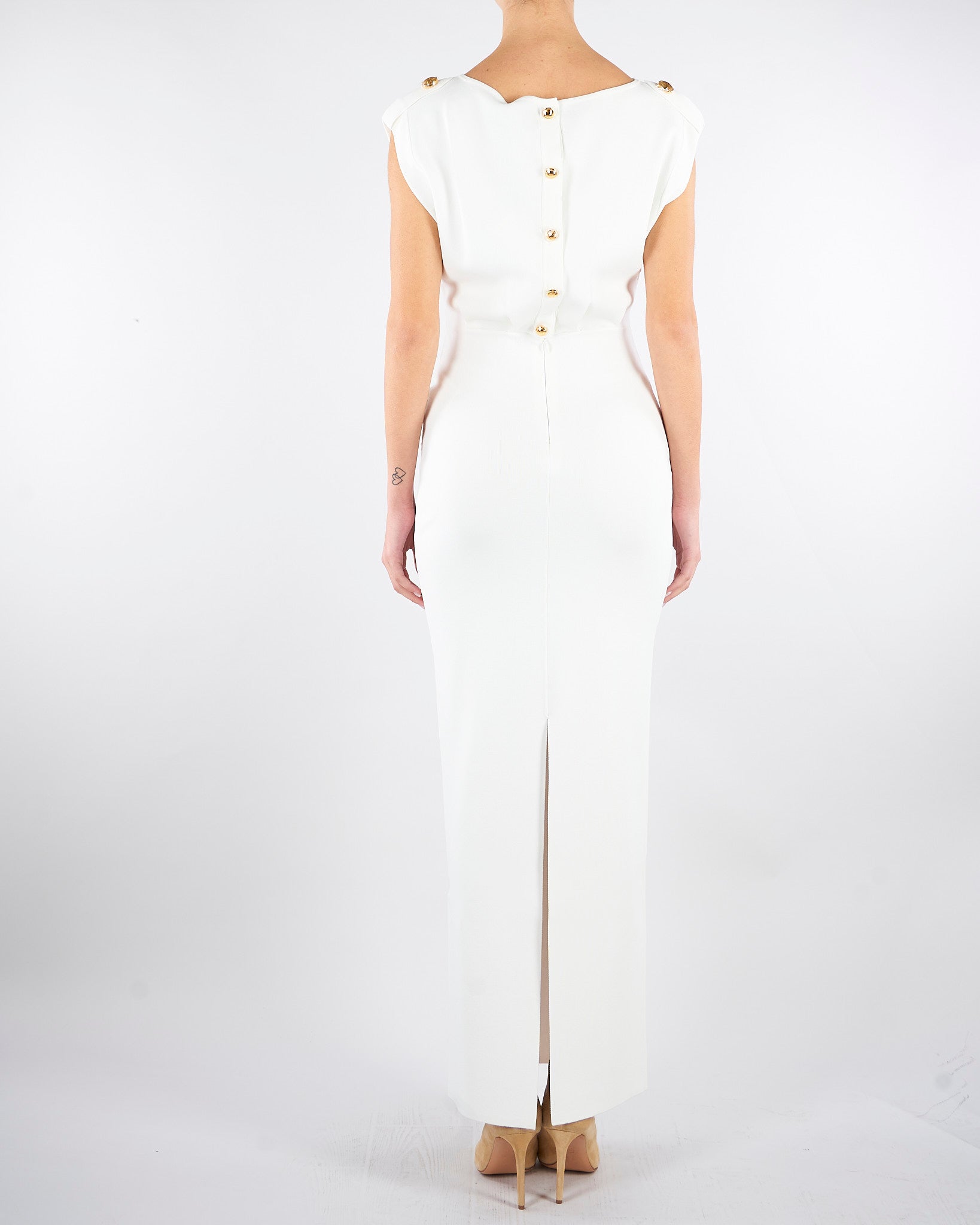 Abito Avorio Red Carpet in maglia punto stoffa AM30B62E2 360 ELISABETTA FRANCHI 