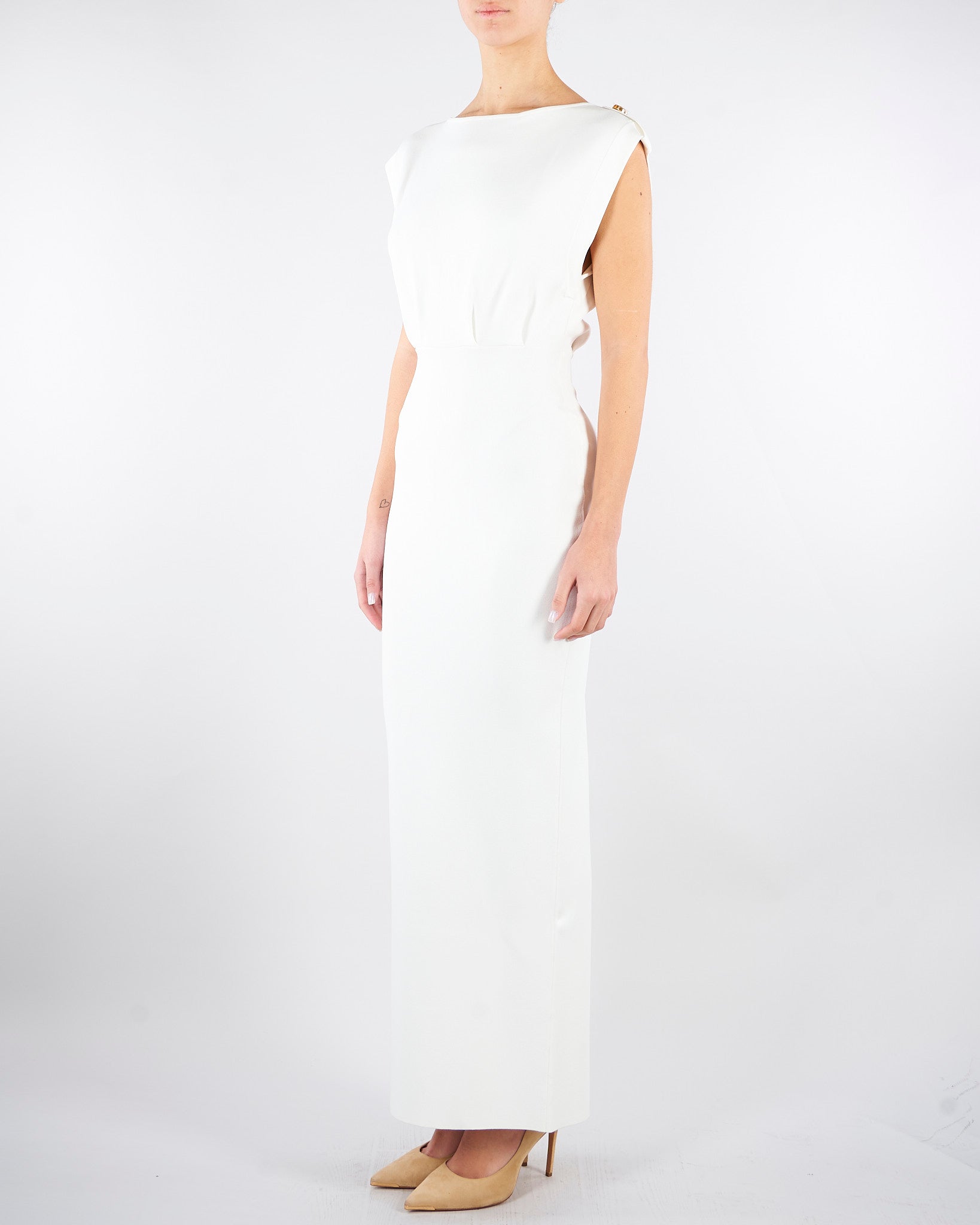 Abito Avorio Red Carpet in maglia punto stoffa AM30B62E2 360 ELISABETTA FRANCHI 