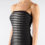 Abito Nero-Burro in maglia con zebra jacquard AM99S61E2 685 ELISABETTA FRANCHI 