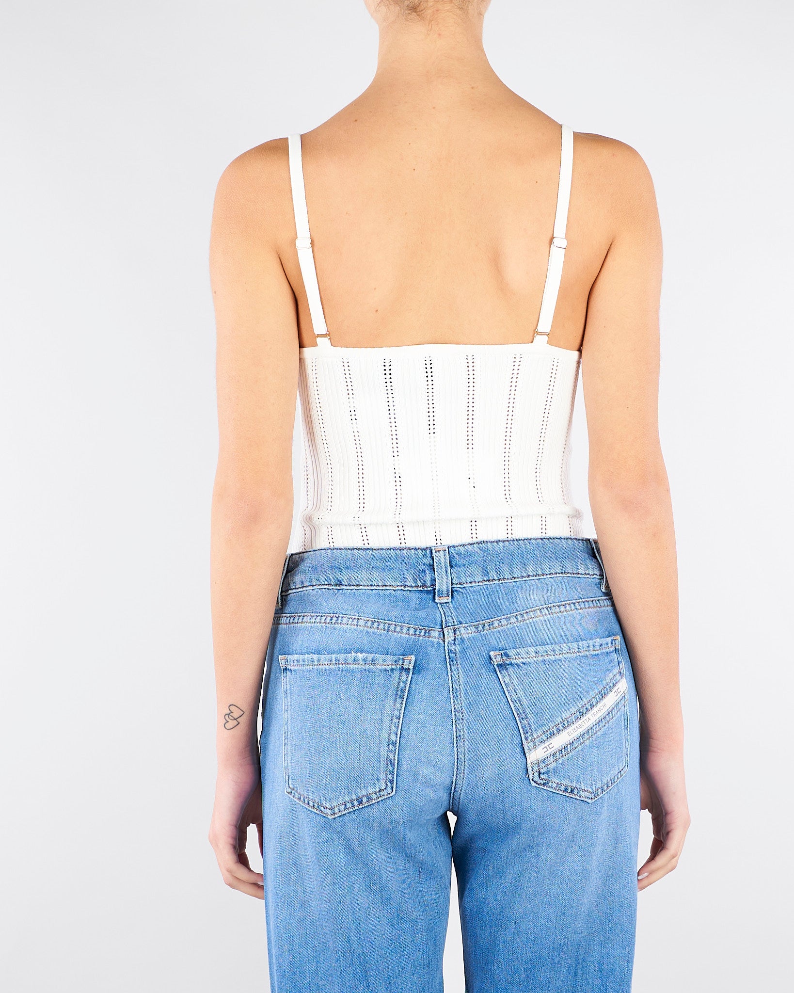 Body Avorio in maglia à jour BK85B62E2 360 ELISABETTA FRANCHI 
