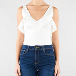 Body Avorio in maglia punto stoffa con volant BK86B62E2 360 ELISABETTA FRANCHI 