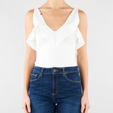 Body Avorio in maglia punto stoffa con volant BK86B62E2 360 ELISABETTA FRANCHI 