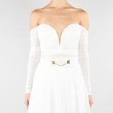 Body Avorio in jersey crêpe leggero con drappeggi BO01561E2 360 ELISABETTA FRANCHI 