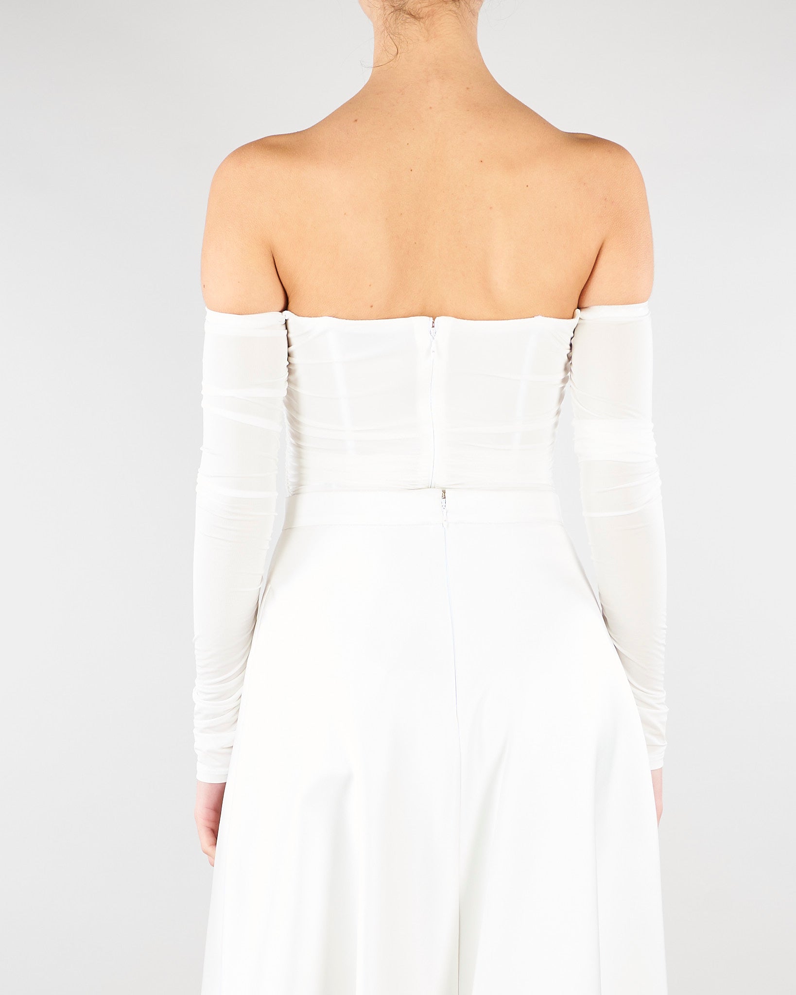 Body Avorio in jersey crêpe leggero con drappeggi BO01561E2 360 ELISABETTA FRANCHI 