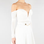 Body Avorio in jersey crêpe leggero con drappeggi BO01561E2 360 ELISABETTA FRANCHI 