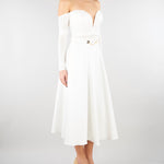 Body Avorio in jersey crêpe leggero con drappeggi BO01561E2 360 ELISABETTA FRANCHI 