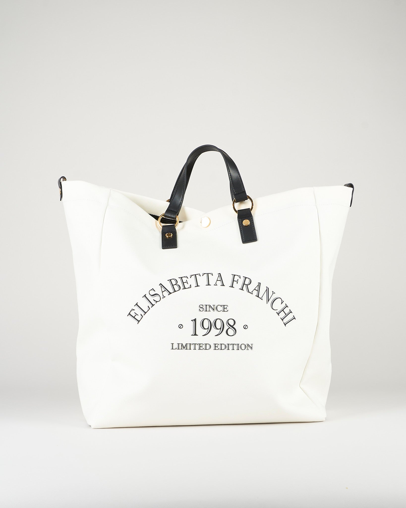 Tote Avorio-Nero in canvas BS14A62E2 309 ELISABETTA FRANCHI 