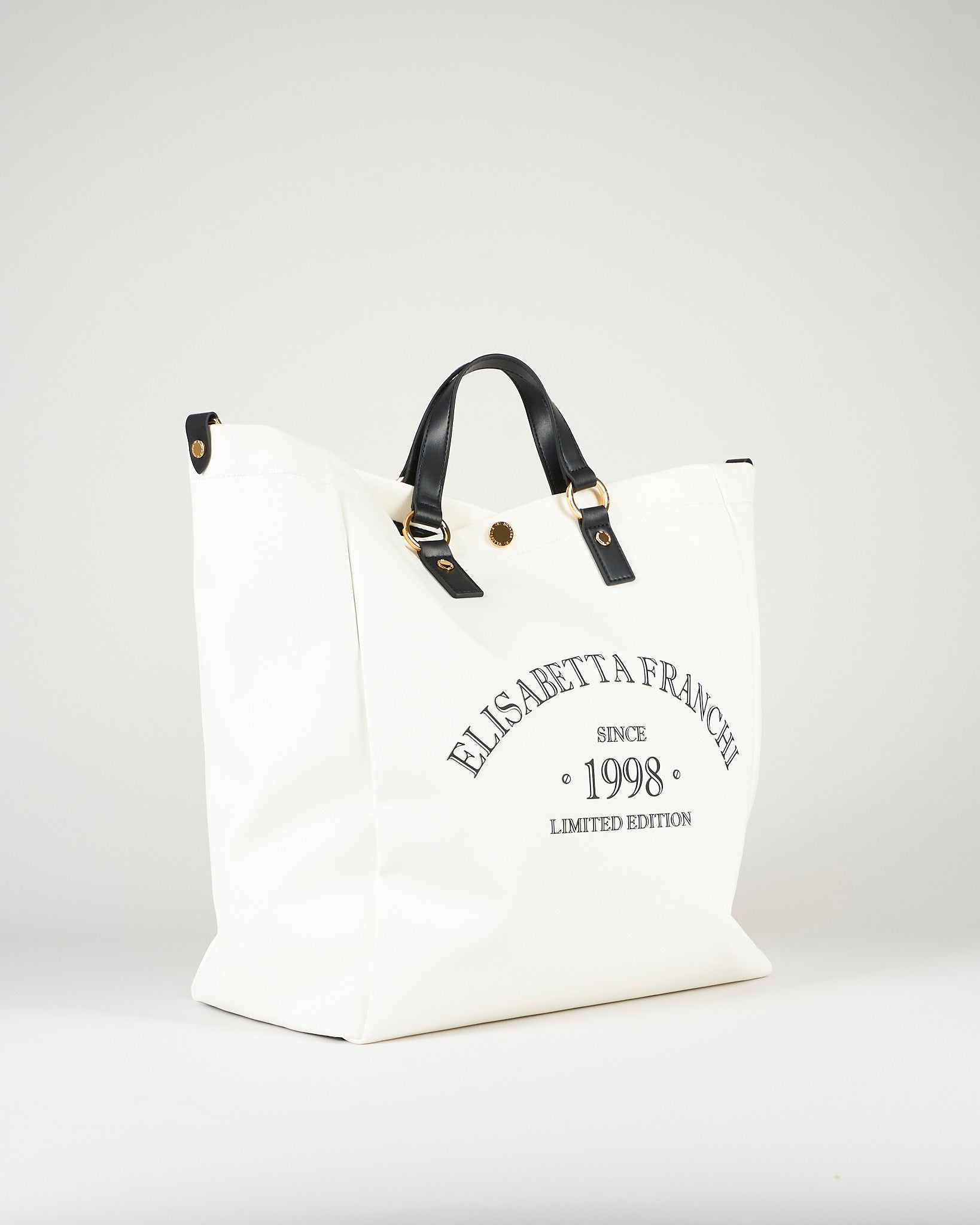 Tote Avorio-Nero in canvas BS14A62E2 309 ELISABETTA FRANCHI 